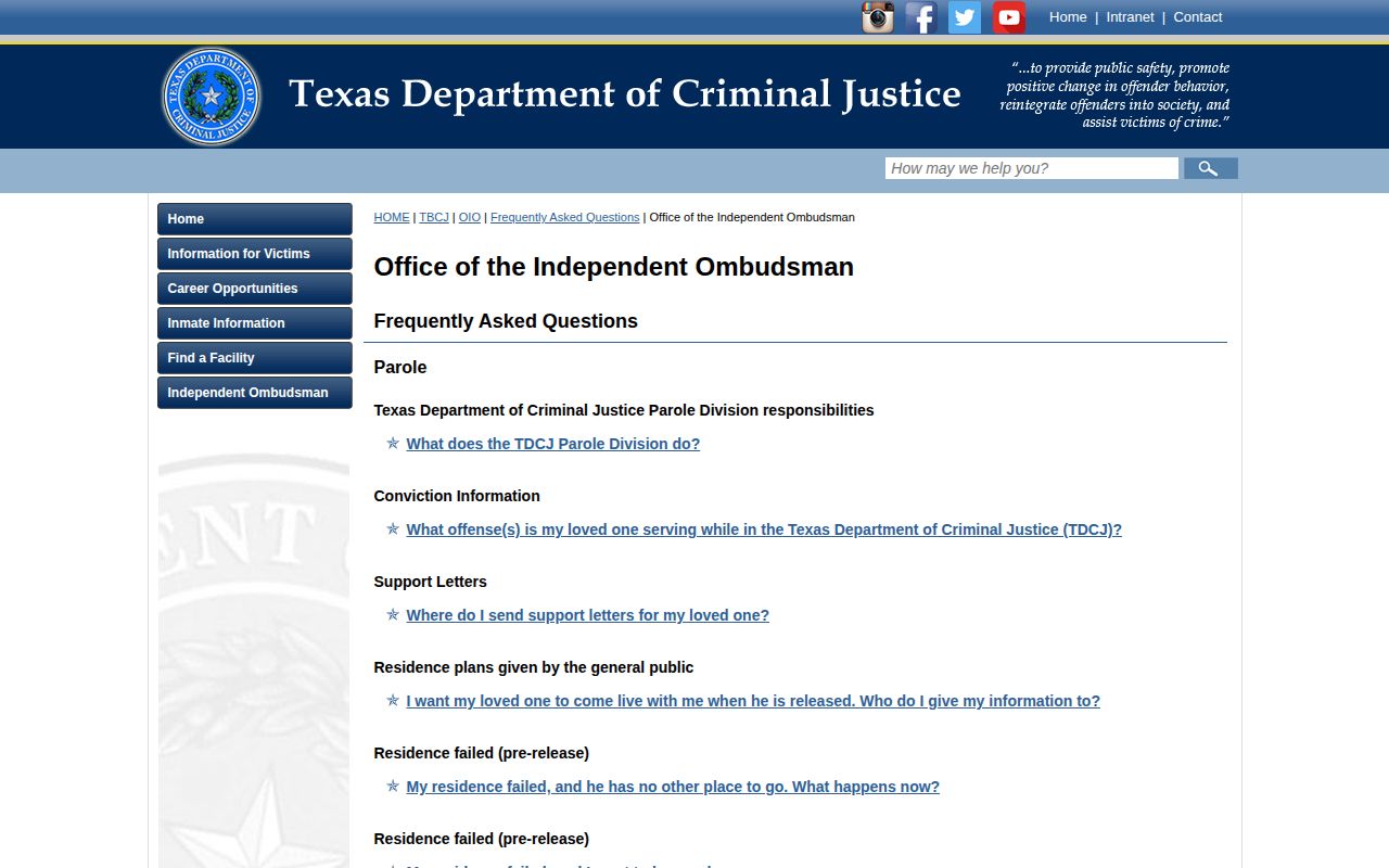 TDCJ scheduled release guidance for a Wood County inmate