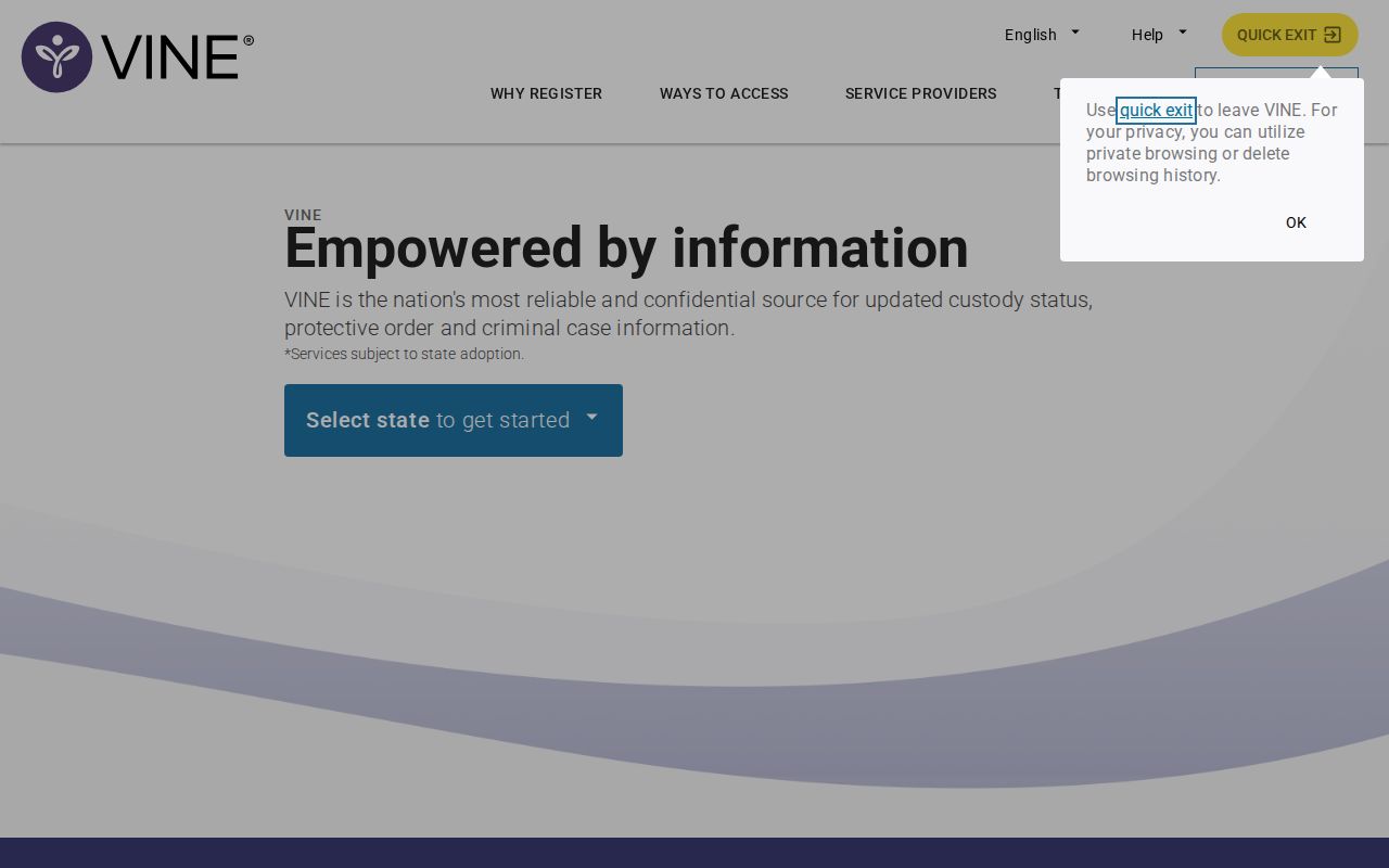 Texas VINELink entry for Wood County inmate release checks