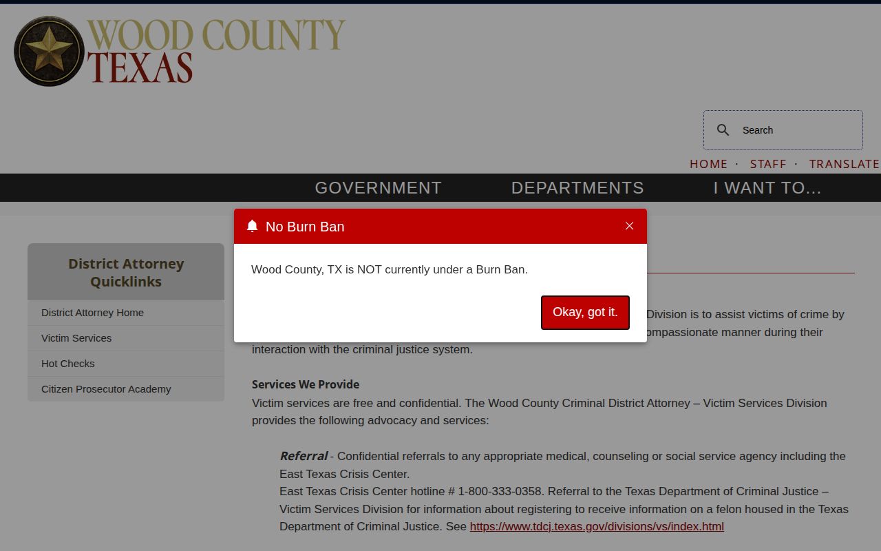 Wood County IVSS registration help for inmate release notifications